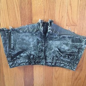 Gray acid wash jean shorts